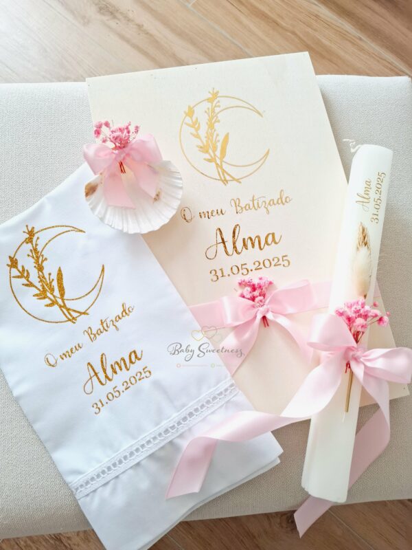 Coffret Baptême Lune floral