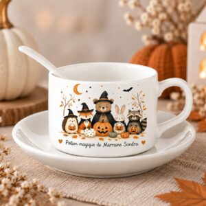 Tasse Halloween avec soucoupe et cuillère