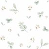 Papier peint fleurs vertes pastel