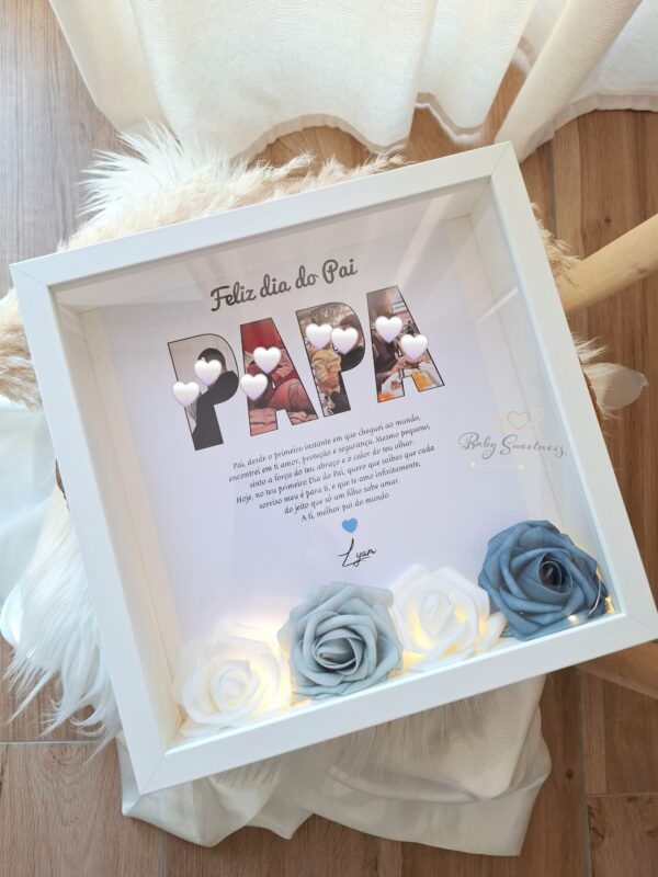 Cadre 3D Papa avec roses et led