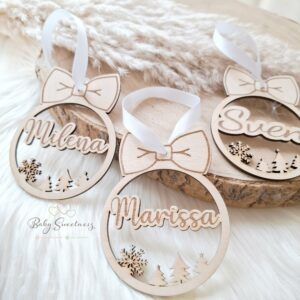 Boule de Noël en bois prénom