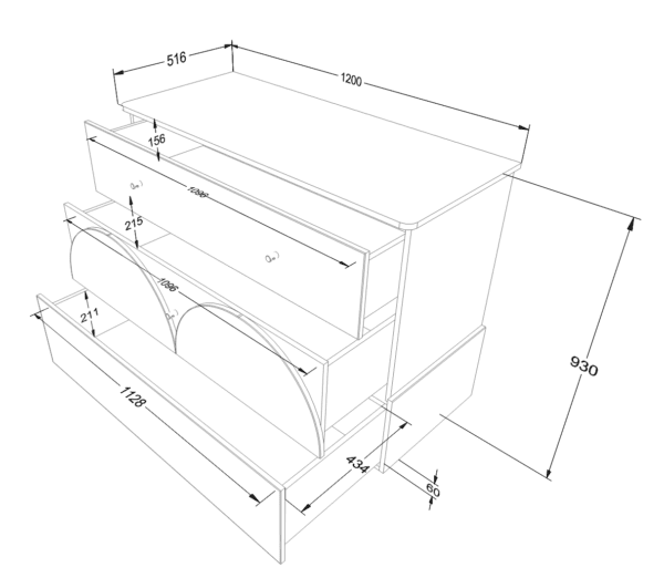 Commode à trois tiroirs Cachemire – Image 6