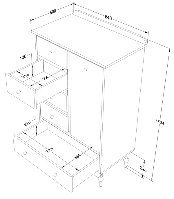 Commode haute Blanche – Image 5