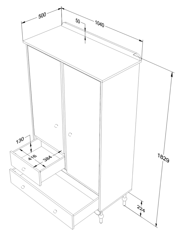 Armoire blanche à deux portes – Image 7