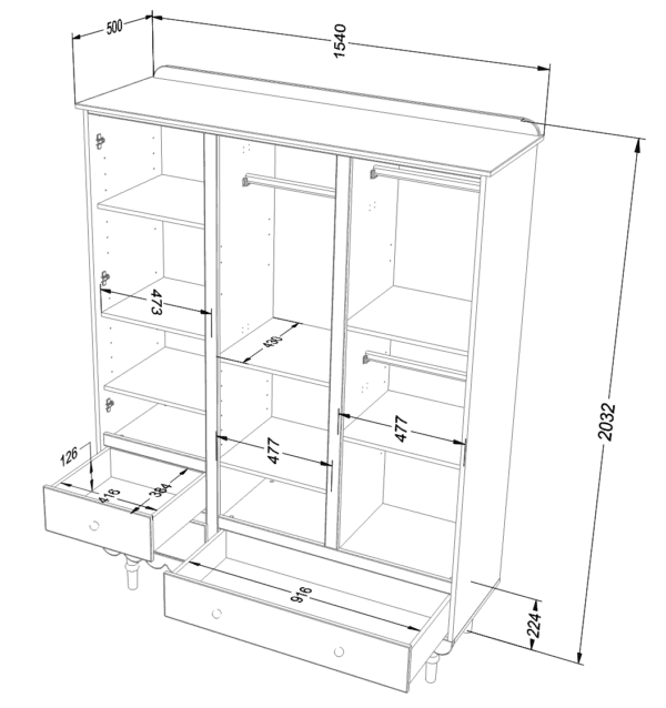 Armoire Olive à trois portes – Image 8