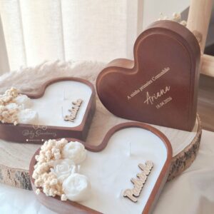 Bougie en Forme de cœur en bois parfumée