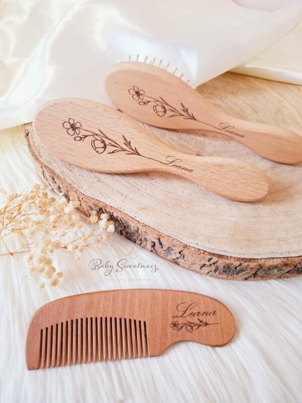 Lot de 3 Brosses et peigne en bois – Image 2