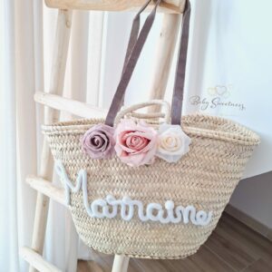 Panier en osier fleurs