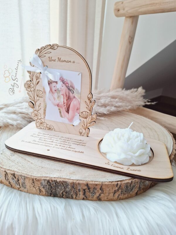 Cadre photo bougie fleur parfumée