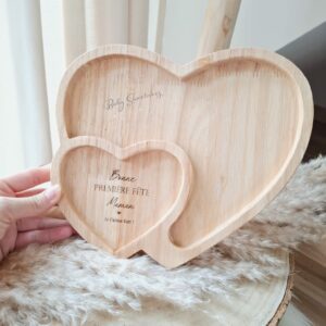 Plateau cœur en bois personnalisé