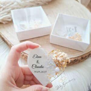 Aimant cœur personnalisé fleurs séchées