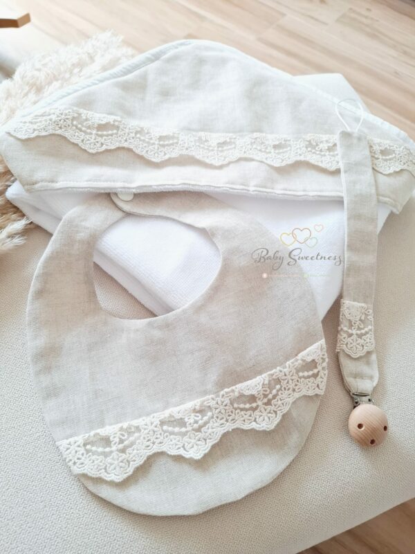 Coffret Baptême douceur lin et dentelle – Image 2
