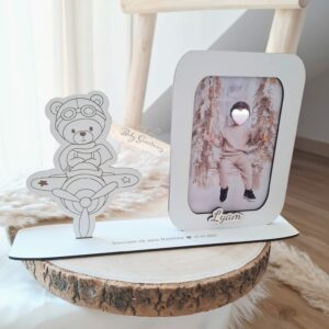 Cadre photo ourson en avion