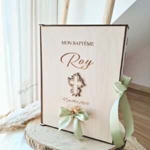 Urne à enveloppes en bois naturel personnalisée