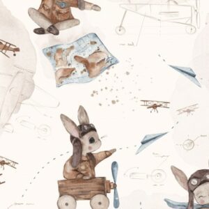 Tissu petit lapin aventurier