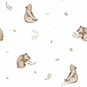 Tissu Feuilles d'ourson