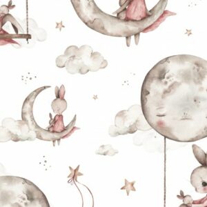 Tissu Lapin fille lunaire