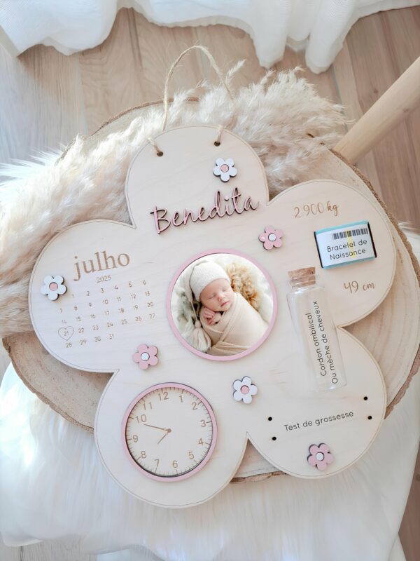 Plaque Fleur souvenirs de naissance