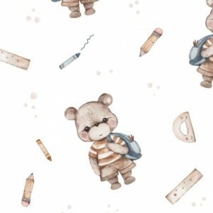 Tissu Ourson garçon école