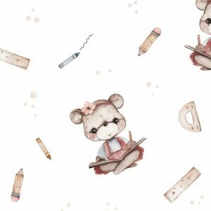 Tissu Ourson fille école