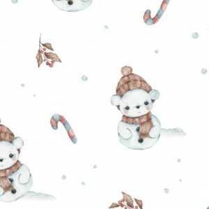 Tissu Bonhomme de Neige sucre d'orge