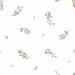 Tissu Branches feuilles neutres
