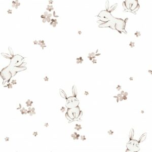 Tissu lapin fleurs d'amour