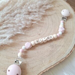 Attache tétine en bois et silicone 2 pinces