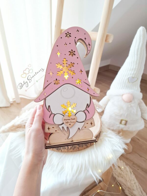 Veilleuse Gnome de Noël en bois – Image 2