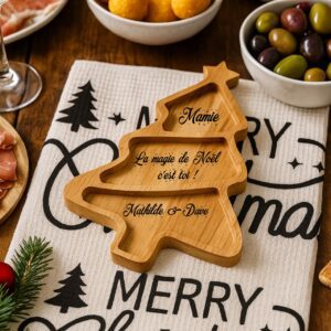Plateau en bois en forme de sapin