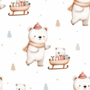 Tissu Noël Ours polaire