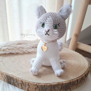 Peluche chat avec collier personnalisé