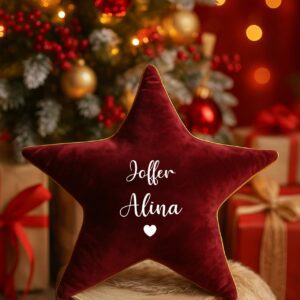 Coussin étoile de Noël en velours