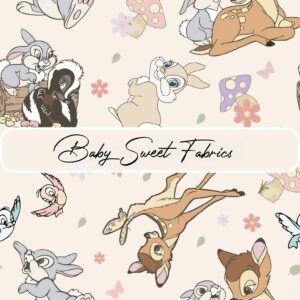 Tissu Bambi Disney rose