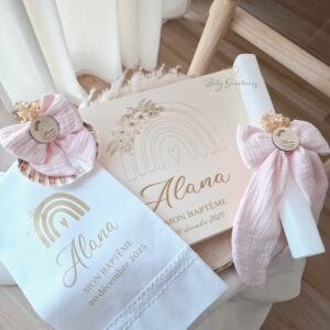 Coffret de Baptême Arc-en-ciel floral