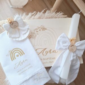 Coffret de Baptême Arc-en-ciel floral