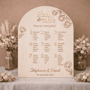 Panneau plan de table floral bois naturel