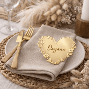 Marque-place cœur floral