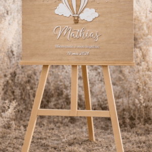 Panneau de Bienvenue Montgolfière Bois naturel