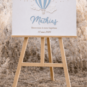 Panneau de Bienvenue Montgolfière Bleu