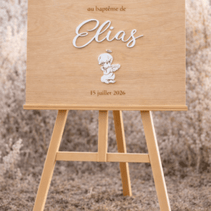 Panneau de Bienvenue petit ange Bois naturel