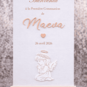 Panneau de Bienvenue petit ange bois blanc