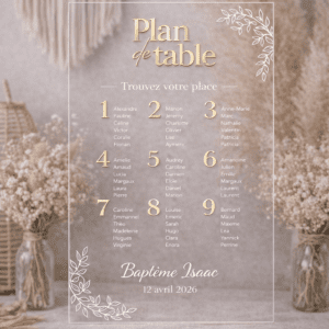 Panneau plan de table eucalyptus transparent