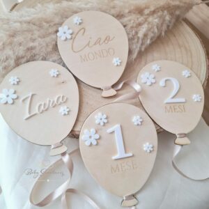 Plaques étapes de naissance Ballon avec ruban