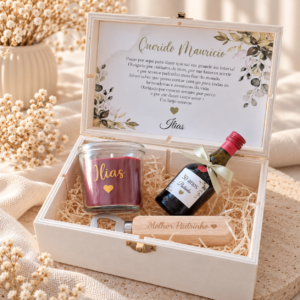 Coffret bougie parfumée, Licor beirão et décapsuleur