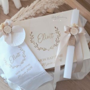 Coffret de Baptême couronne de fleurs