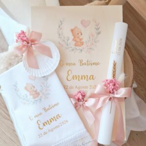 Coffret de Baptême Ourson fille ballon