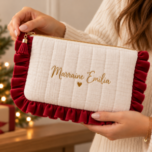 Trousse de Noël en velours rouge et blanc